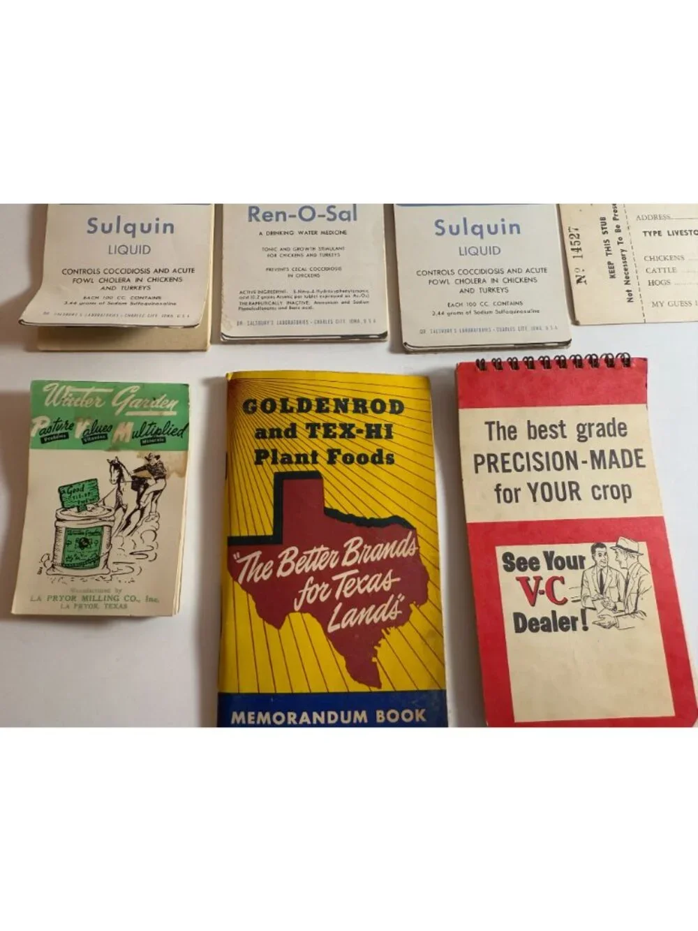 Vintage Advertising Notepads VC Fertilizers Tex Hi Plant Food Farmer Lot READ